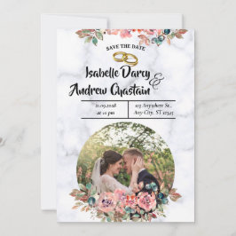 Antieke bloemige trouwkaart 'Save the Date' Save The Date