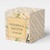 Antieke bloemige trouwmuziek  bedankdoosjes (Voorkant Zijde)