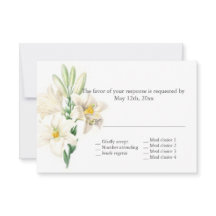 antieke bloemige witte lelie bloemen RSVP trouwen