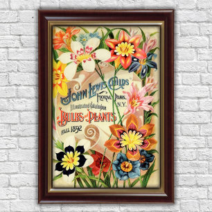 Antieke Bloemisterij Bollen Planten Reclame Poster