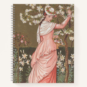 Antieke bloemkaart voor Valentijnsdag, Victoriaans Notitieboek