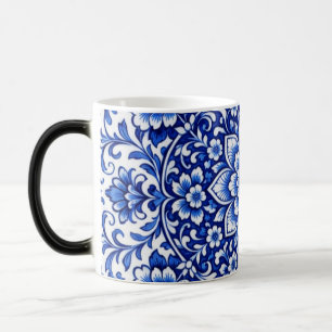 Antieke bloemkeramiek mok Blue & White Botanica