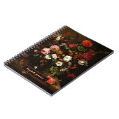 Antieke bloemkunst aangepaste naam vergulde monogr notitieboek (Linkerzijde)