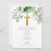 Antieke bloemrijke religieuze gouden kruisdoop kaart (Voorkant)