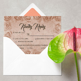 Antieke bloemrijke rustieke trouw-RSVP kaart