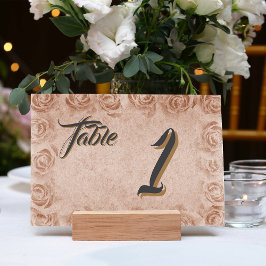 Antieke bloemrijke trouwtafel nummerkaart kaart