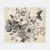 Antieke bloemschikking - monochrome vlinder fleece deken (Voorkant (Horizontaal))