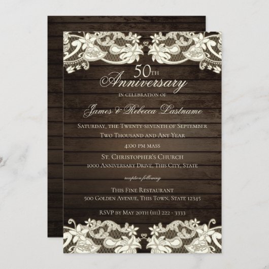 Antieke Bloemsluiers Bruiloft 50 Jaar Kaart (Voorkant / Achterkant)