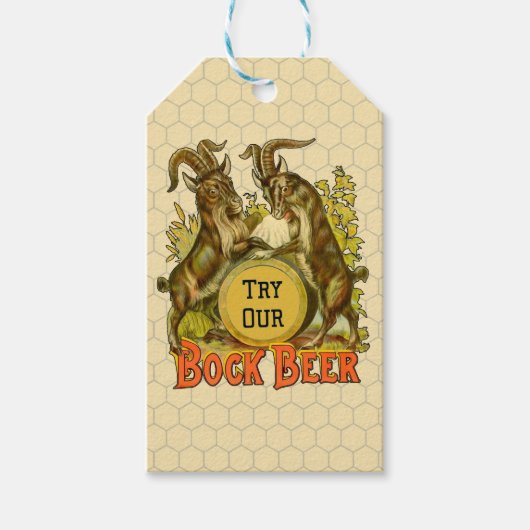 Antieke Bockbierposter: Oude Geit Saloon Bar Cadeaulabel (Voorkant)