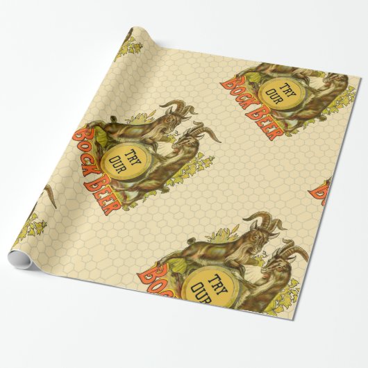 Antieke Bockbierposter: Oude Geit Saloon Bar Cadeaupapier (Uitgerold)
