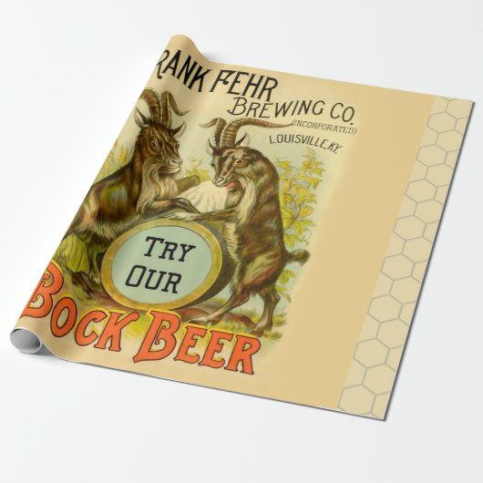 Antieke Bockbierposter: Oude Geit Saloon Bar Cadeaupapier (Uitgerold)