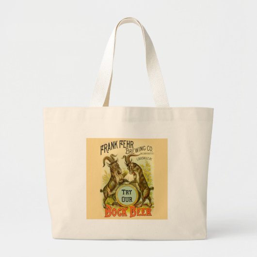 Antieke Bockbierposter: Oude Geit Saloon Bar Grote Tote Bag (Voorkant)