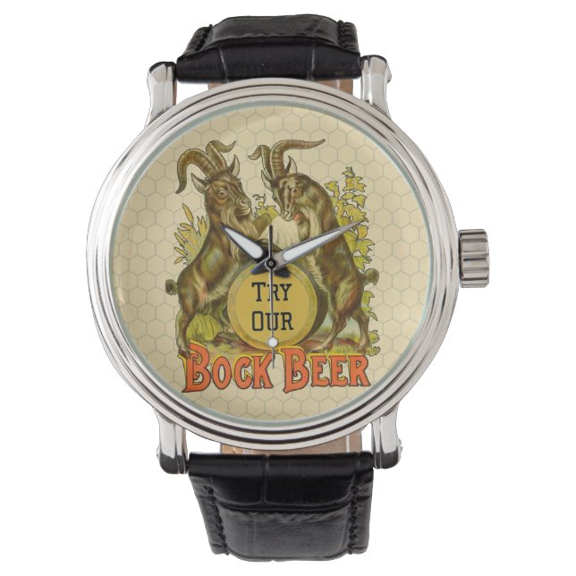 Antieke Bockbierposter: Oude Geit Saloon Bar  Horloge (Voorkant)