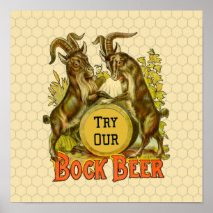 Antieke Bockbierposter: Oude Geit Saloon Bar Poster