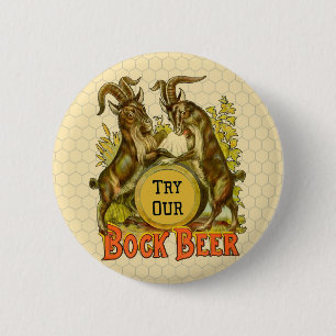 Antieke Bockbierposter: Oude Geit Saloon Bar Ronde Button 5,7 Cm