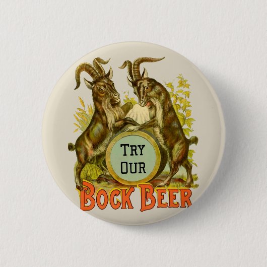 Antieke Bockbierposter: Oude Geit Saloon Bar Ronde Button 5,7 Cm (Voorkant)