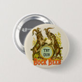 Antieke Bockbierposter: Oude Geit Saloon Bar Ronde Button 5,7 Cm (Voorkant /achterkant)