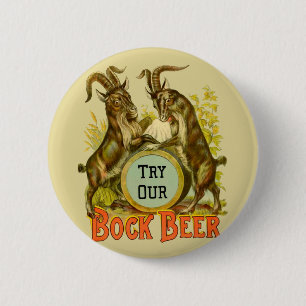 Antieke Bockbierposter: Oude Geit Saloon Bar Ronde Button 5,7 Cm