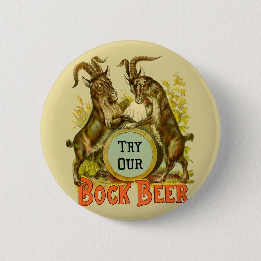Antieke Bockbierposter: Oude Geit Saloon Bar Ronde Button 5,7 Cm (Voorkant)
