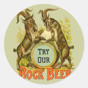 Antieke Bockbierposter: Oude Geit Saloon Bar Ronde Sticker