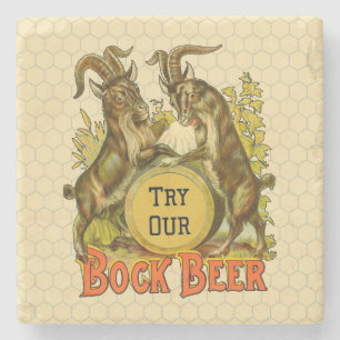 Antieke Bockbierposter: Oude Geit Saloon Bar  Stenen Onderzetter