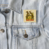 Antieke Bockbierposter: Oude Geit Saloon Bar Vierkante Button 5,1 Cm (In situ)