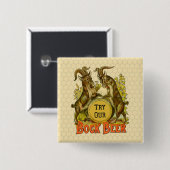 Antieke Bockbierposter: Oude Geit Saloon Bar Vierkante Button 5,1 Cm (Voorkant /achterkant)