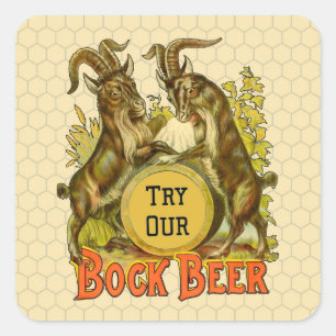 Antieke Bockbierposter: Oude Geit Saloon Bar Vierkante Sticker