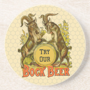 Antieke Bockbierposter: Oude Geit Saloon Bar  Zandsteen Onderzetter
