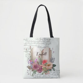 Antieke Boekenclub Aquarel Bloemmotief Tote Bag