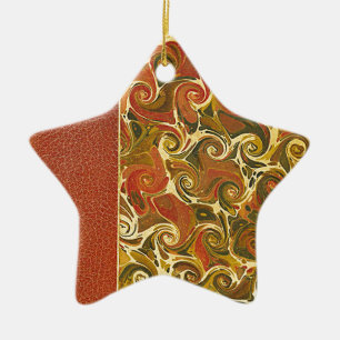 Antieke Boekomslag, Sierlijk Krulpatroon Keramisch Ornament