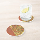 Antieke Boekomslag, Sierlijk Krulpatroon Zandsteen Onderzetter (Zijkant)