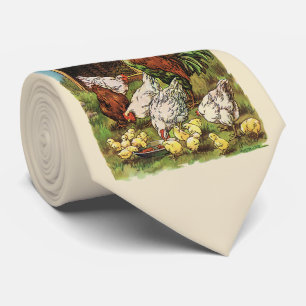 Antieke boerderijdieren, Haan, Kippen, Kuikens Stropdas