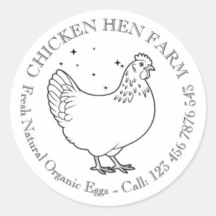 Antieke boerhen eierdoos ronde sticker