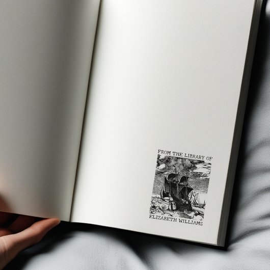 Antieke boot op maat Van de bibliotheek van Rubberstempel