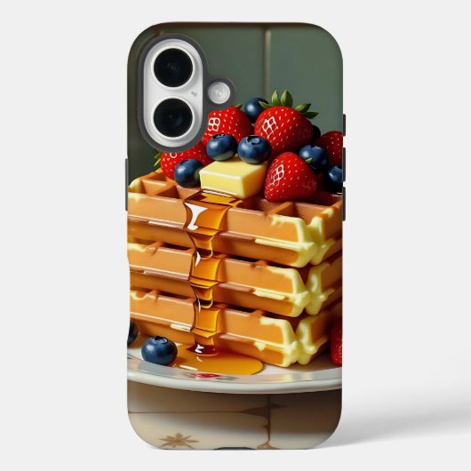 Antieke bord met wafels en aardbeien Case-Mate iPhone case (Achterkant)