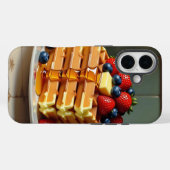 Antieke bord met wafels en aardbeien Case-Mate iPhone case (Achterkant (horizontaal))