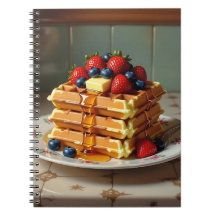 Antieke bord met wafels en aardbeien 