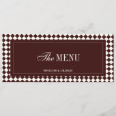 Antieke bordeaux geruite elegante scriptuur bruilo menu (Voorkant)