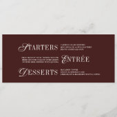 Antieke bordeaux geruite elegante scriptuur bruilo menu (Achterkant)