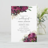 Antieke bordeaux - Marsala en gouden trouwdag Kaart (Staand voorkant)