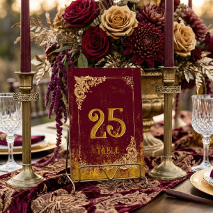 Antieke Bordeaux Rood en Gouden Elegantie Kaart