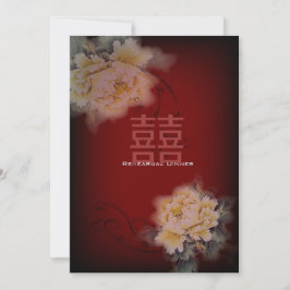 antieke bordeauxrode pioen bloemrijke chinese brui kaart