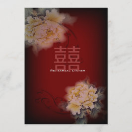antieke bordeauxrode pioen bloemrijke chinese brui kaart