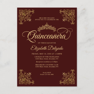 Antieke bordeauxrood gouden elegante tiara Quincea Briefkaart