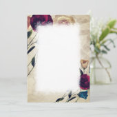 Antieke bordeauxroze beige rozen bruiloft tafelnum kaart (Staand voorkant)