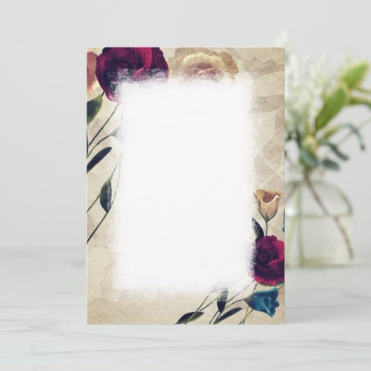 Antieke bordeauxroze beige rozen bruiloft tafelnum kaart (Staand voorkant)