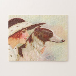 Antieke Borzoi Dame en Borzoi Legpuzzel