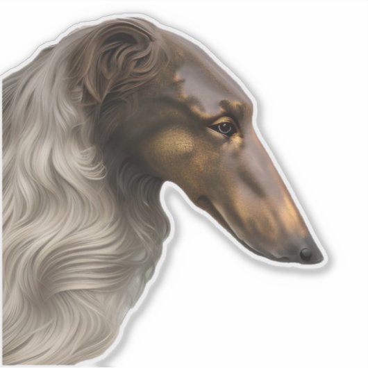 Antieke Borzoi-profiel uitgestanste vinyl sticker (Voorkant)