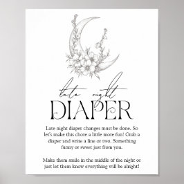 Antieke bos baby shower 'Late Night Luier' Poster
